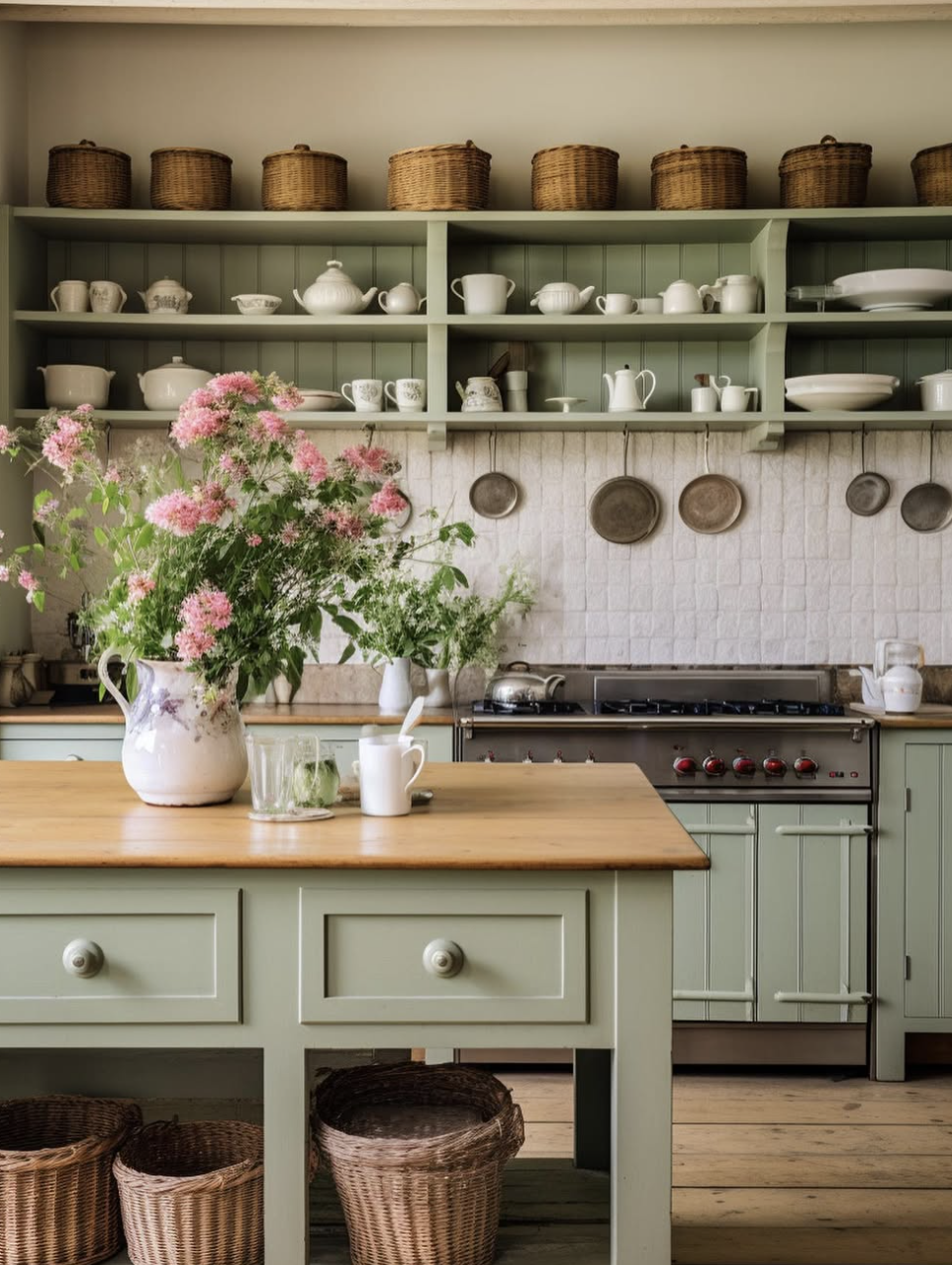 Olive green kitchen