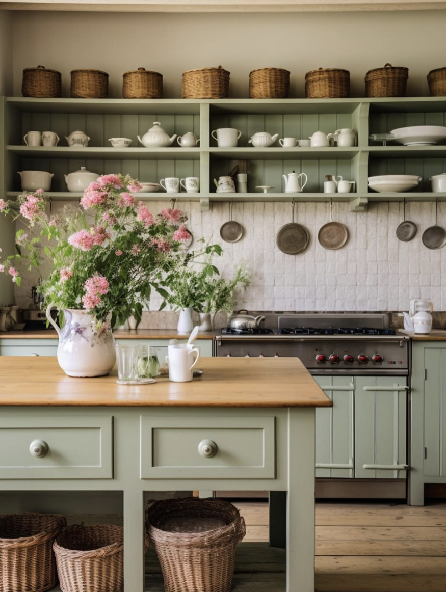 Olive green kitchen