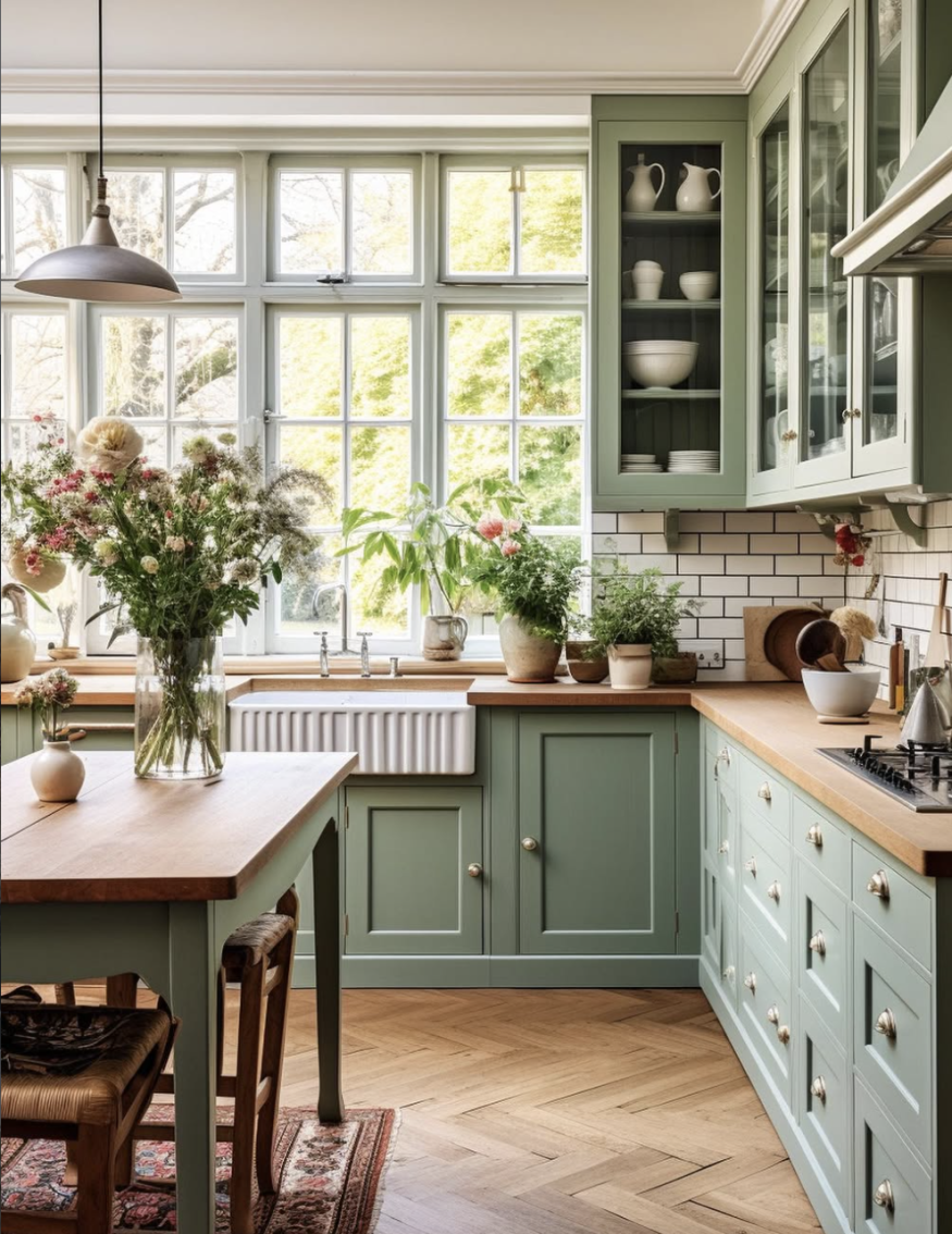 Olive green kitchen