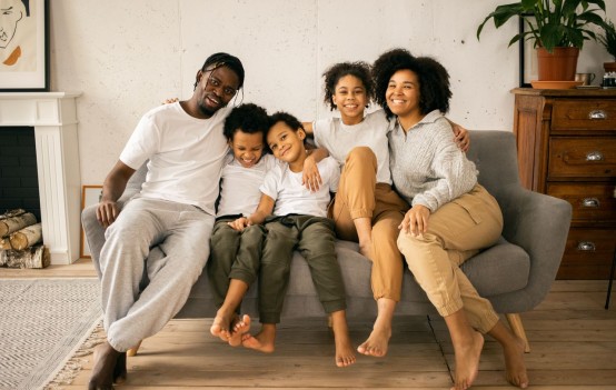 Family on a couch
