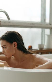 Woman relaxing bath