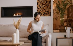 Woman in her living room