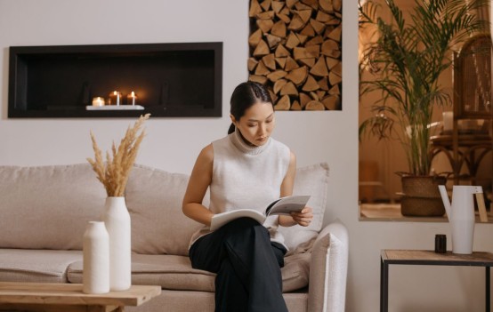 Woman in her living room